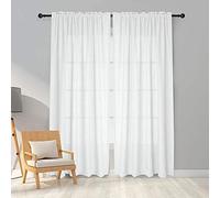 Melodieux Lot de 2 Voilages Rideaux de Porte Chambre Intérieur Verticales à Oeillets pour Salon Moderne (Blanc, L 140 x H 260cm)