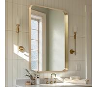 Melodieux Miroir Mural rectangulaire pour Salle de Bain, 50 x 75 cm, Cadre en métal, Miroir décoratif pour Chambre à Coucher, Salon, entrée, horizontalement ou verticalement
