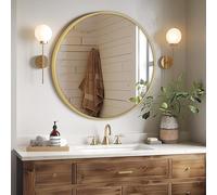 Melodieux Miroir Mural Rond de 60 cm à Suspendre - Miroir Mural décoratif pour Salle de Bain, Salon, Couloir