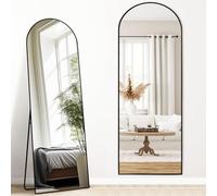 Melodieux Miroir Pleine Longueur, Arc, 161 x 52 cm, Grand Miroir autoportant, Cadre en Aluminium, Noir, pour Dressing, Salon, Chambre à Coucher