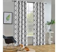 Melodieux Rideau occultant à œillets Tendance Marocaine pour Salon/Chambre à Coucher, 132,1 x 182,9 cm, Blanc cassé/Gris (1 Panneau)