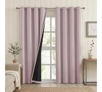 Melodieux Rideaux 100 % occultants - Rideaux à isolation thermique texturée en lin avec revers noir à 3 couches et œillets de 4,1 cm, 132,1 x 274,3 cm pour chambre/salon (rose, 2 panneaux)