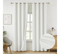 Melodieux Rideaux occultants élégants en toile de jute naturelle pour salon, chambre à coucher, isolation thermique, 100 % intimité, doublés à œillets, style ferme, 132,1 x 243,8 cm, blanc (2
