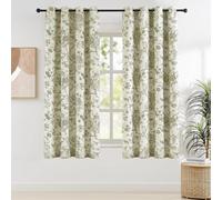 Melodieux Rideaux occultants en coton à motif floral vintage pour salon et chambre à coucher, avec œillets et isolation thermique, style rustique en toile de Jouy, 2 panneaux, beige, 132 x 160 cm
