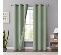 Melodieux Rideaux occultants en Lin de 243,8 cm de Long - Isolation Thermique - Aspect Toile de Jute - pour Salon et Chambre à Coucher - 2 Panneaux - 106,7 x 243,8 cm - Vert