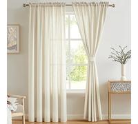 Melodieux Voilage Beige Rideaux Passe Tringle, Lot de 2, 140x225cm