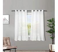 Melodieux Voilage Blanc Rideaux à Oeillets, Lot de 2, 140x137cm
