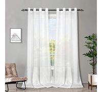 Melodieux Voilage Blanc Rideaux à Oeillets, Lot de 2, 140x183cm