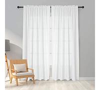 Melodieux Voilage Blanc Rideaux Passe Tringle, Lot de 2, 140x175cm