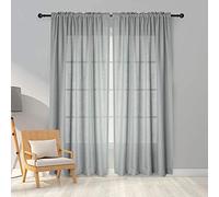Melodieux Voilage Gris Rideaux Passe Tringle, Lot de 2, 140x183cm