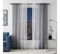 Melodieux Voilage Rideau Transparents Ombrés Lot de 2, 140x175cm Gris/Blanc