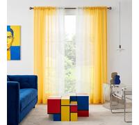 Melodieux Voilage Rideau Transparents Ombrés Lot de 2, 140x225cm Jaune/Blanc