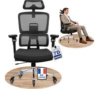 MELOKEA Chaise de bureau ergonomique 200 kg avec accoudoirs 7D | Fauteuil de bureau avec dossier réglable, soutien lombaire actif, profondeur d'assise réglable et roulettes silencieuses