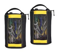MELOTOUGH Lot de 2 pochettes à outils en toile avec fermeture éclair et fenêtre en maille et œillets de suspension