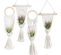 Melphoe Lot de 4 Supports de Plantes aériennes en macramé pour Plantes d'intérieur à Suspendre pour Tillandsias, décoration d'intérieur, idée Cadeau