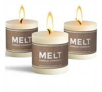 Melt Candle Company Lot de 3 bougies pilier ivoire 7,5 x 7,5 cm non parfumées coulées à la main pour mariage, décoration d'intérieur, relaxation, spa, mèche coton sans fumée