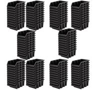 MELTOM Bacs de Rangement Atelier 195x120x90 mm Noir Lot de 100 Empilables | Bac à bec pour vis et chevilles · façade ouverte · empilable · porte-étiquette · plastique PP brillant · lot de 100