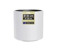 MELTOM Grand Pot de Fleurs H 29 cm Ø 30 cm Blanc Mat avec Bac Intérieur | Grand vase intérieur et extérieur · cylindre mat moderne · bac amovible 10 L à 2 poignées · sans trou · 19 L · design moderne