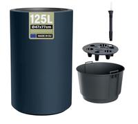 MELTOM Grand Pot de Fleurs Haut H 76 cm Ø 47 cm Anthracite à Réserve d'eau | Grand pot intérieur et extérieur · bac amovible 31 L à poignées · indicateur de niveau d'eau · sans trou · 125 L · lavable