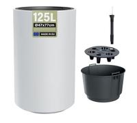 MELTOM Grand Pot de Fleurs Haut H 76 cm Ø 47 cm Blanc Mat à Réserve d'Eau | Grand pot intérieur et extérieur · bac amovible 31 L à poignées · indicateur de niveau d'eau · sans trou · 125 L · lavable