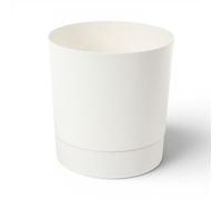 MELTOM Pot de fleurs 35 cm avec soucoupe amovible - 25 l - Crème - Pot de fleurs rond mat - Pour l'intérieur et l'extérieur