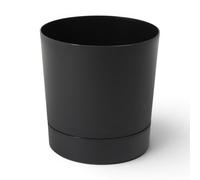 MELTOM Pot de fleurs 35 cm avec soucoupe amovible - 25 l - Noir - Pot de fleurs rond mat - Pour l'intérieur et l'extérieur