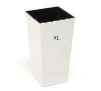 MELTOM Pot de fleurs carré brillant - Hauteur : 57 cm - Crème | Insert amovible de 16,5 l, volume de 40 l, 29 x 29 cm, étanche sans trou de drainage, intérieur et extérieur
