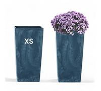 MELTOM Pot de Fleurs Carré Haut Aspect Béton 14 x 14 x H 27 cm Anthracite | Dimensions 13,5 x 13,5 x H 26,6 cm · 4 litres · plastique léger et résistant · intérieur et extérieur