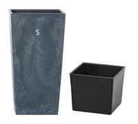 MELTOM Pot de Fleurs Carré Haut Aspect Béton 20 x 20 x H 38 cm Anthracite | Dimensions 19,5 x 19,5 x H 37,7 cm · 11,4 litres · plastique léger et résistant · intérieur et extérieur