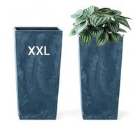 MELTOM Pot de Fleurs Carré Haut Aspect Béton 31 x 31 x H 62 cm Anthracite | Dimensions 31 x 31 x H 61,5 cm · 49 litres · plastique léger et résistant · intérieur et extérieur