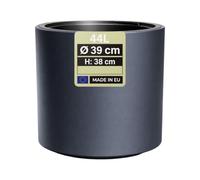 MELTOM Pot de Fleurs H 38 cm Ø 39 cm Rond Anthracite Mat avec Bac Intérieur | Grand vase intérieur et extérieur · cylindre mat moderne · bac amovible 20 L à 2 poignées · sans trou · 44 L · design moderne