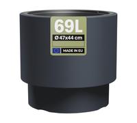 MELTOM Pot de Fleurs H 44 cm Ø 47 cm Rond Anthracite Mat avec Bac Intérieur | Grand pot intérieur et extérieur · rond mat moderne sur socle · bac amovible 31 L à poignées · sans trou · 69 L · lavable