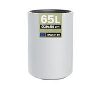 MELTOM Pot de Fleurs Haut H 58 cm Ø 39 cm Rond Blanc Mat avec Bac Intérieur | Grand vase intérieur et extérieur · cylindre mat moderne · bac amovible 20 L à 2 poignées · sans trou · 65 L · design moderne
