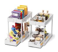 Meltrck - Lot de 2 Rangement sous Évier - Organisateur sous Evier Tiroir Coulissant à Extraction - Rangement Et Organisation De Cuisine (Blanc)
