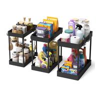 Meltrck - Lot de 2 Rangement sous Évier - Organisateur sous Evier Tiroir Coulissant à Extraction - Rangement Et Organisation De Cuisine (Noir, Lot de 3)