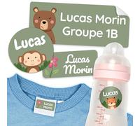 melu kids® Étiquettes autocollantes personnalisable pour vêtements et objets (100 pièces), autocollants personnalisés de la garderie à l'école, imperméable et de différentes tailles - Vert