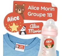 melu kids® Étiquettes autocollantes personnalisable pour vêtements et objets (150 pièces), autocollants personnalisés de la garderie à l'école, imperméable et de différentes tailles - Rouge