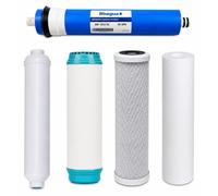 Membrane de 50 GPD + 4 filtres standard : filtre à sédiments, filtre à charbon actif (GAC), filtre à charbon bloqué et filtre post-charbon de noix de coco