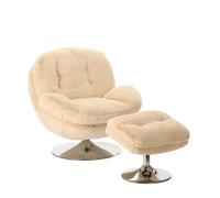 MEMENTO - Fauteuil rotatif avec repose pied crème Creme