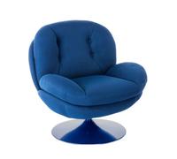 MEMENTO HIVE - Fauteuil design rotatif en tissu bleu bleu