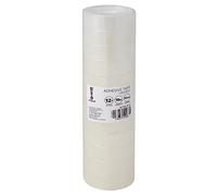 memobe Amex Lot de 12 rouleaux de ruban adhésif transparent multi-usages pour l'école, le bureau, le travail, résistant et durable avec colle acrylique multi-usages 12 mm x 10 m