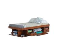 Memomad Lit 90 x 190 avec Sommier et Rangements, avec Sommier en Bois Massif, Cadre de Lit Moderne avec Tiroirs et Étagères, Commode Chambre, Gain de Place Fonctionnel