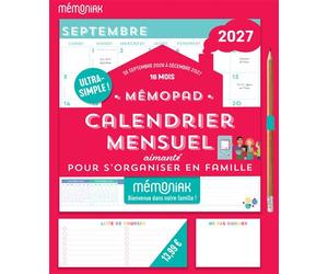 Mémopad calendrier mensuel aimanté 2027 - 16 mois, septembre 2026 à décembre 2027 - Collectif - Editions 365 - broché - Calendrier