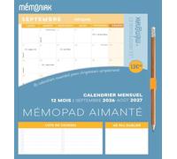 Mémopad calendrier mensuel aimanté 2027 - Mes Indispensables by Mémoniak 12 mois septembre 2026-août 2027