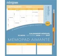 Mémopad calendrier mensuel aimanté 2027 - Mes Indispensables by Mémoniak 12 mois septembre 2026-août 2027