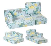 MeMoreCool Canapé de jeu modulaire pour enfant avec effet lumineux bleu | Mousse haute densité avec coussin, flexible comme fauteuil, surface de couchage et de jeu pour chambre d'enfant