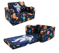 MeMoreCool Canapé-lit Pliable pour Enfants - Canapé-lit et Chaise Longue 2 en 1 | Imprimé Astronaute | Design Pliable | Housse Lavable | Âge 1 à 3 Ans