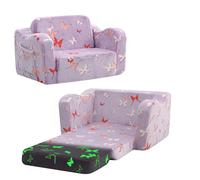 MeMoreCool Canapé pour enfants, chaise lit pliable pour tout-petit, fauteuil pliable en peluche douce phosphorescente, confortable pour filles et garçons, papillon violet
