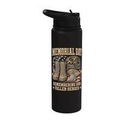 Memorial Day Remember Our Fallen Heroes Patriotic Stainless Steel Insulated Water Bottle