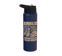 Memorial Day Remember Our Fallen Heroes Patriotic Stainless Steel Insulated Water Bottle